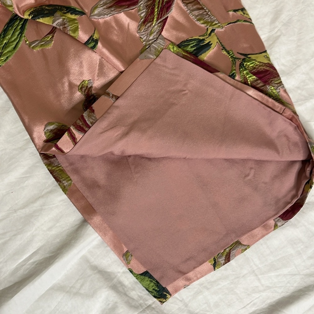 $765 New MARCHESA NOTTE One-shoulder Draped Floral-Jacquard Midi Dress Blush 4 - Picture 7 of 16